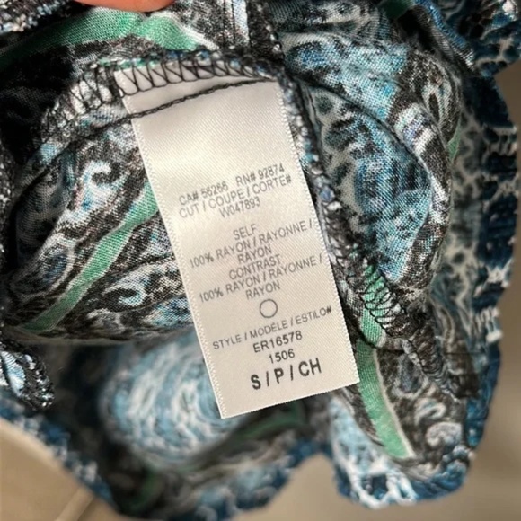 Ella Moss Green and Blue Button Down ¾ Sleeve Romper - Picture 10 of 13